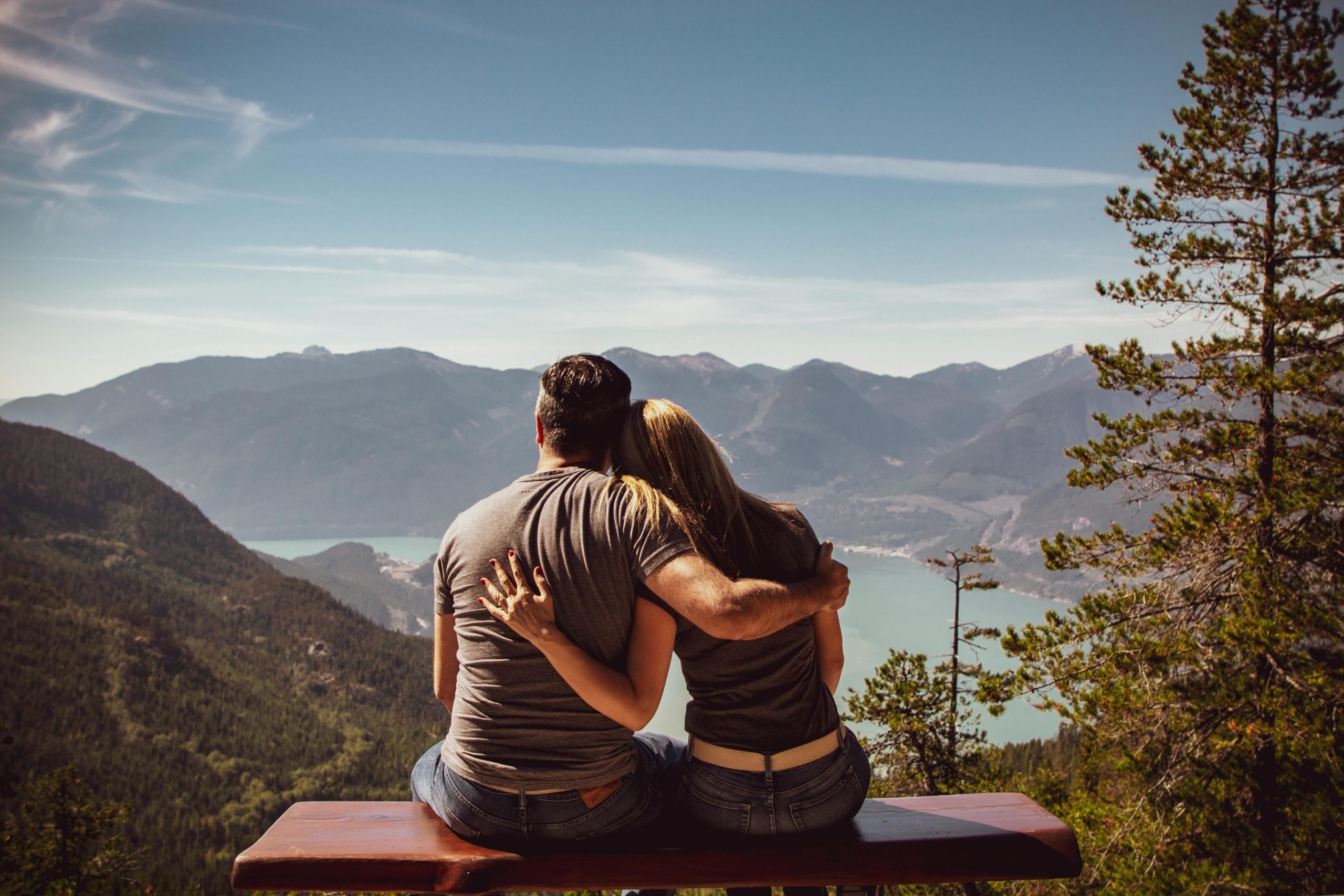 Couple hugging in nature